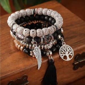 ✨NEW Bohemian Charm Bracelet Set with Tree of Life and Wing Charms